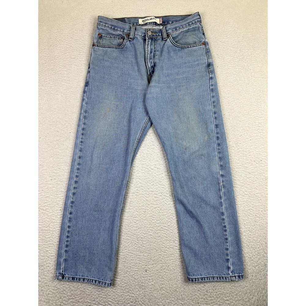 Levis 505‎ Jeans Mens 33x30 Blue Regular Straight Cotton Denim Pants Light Wash